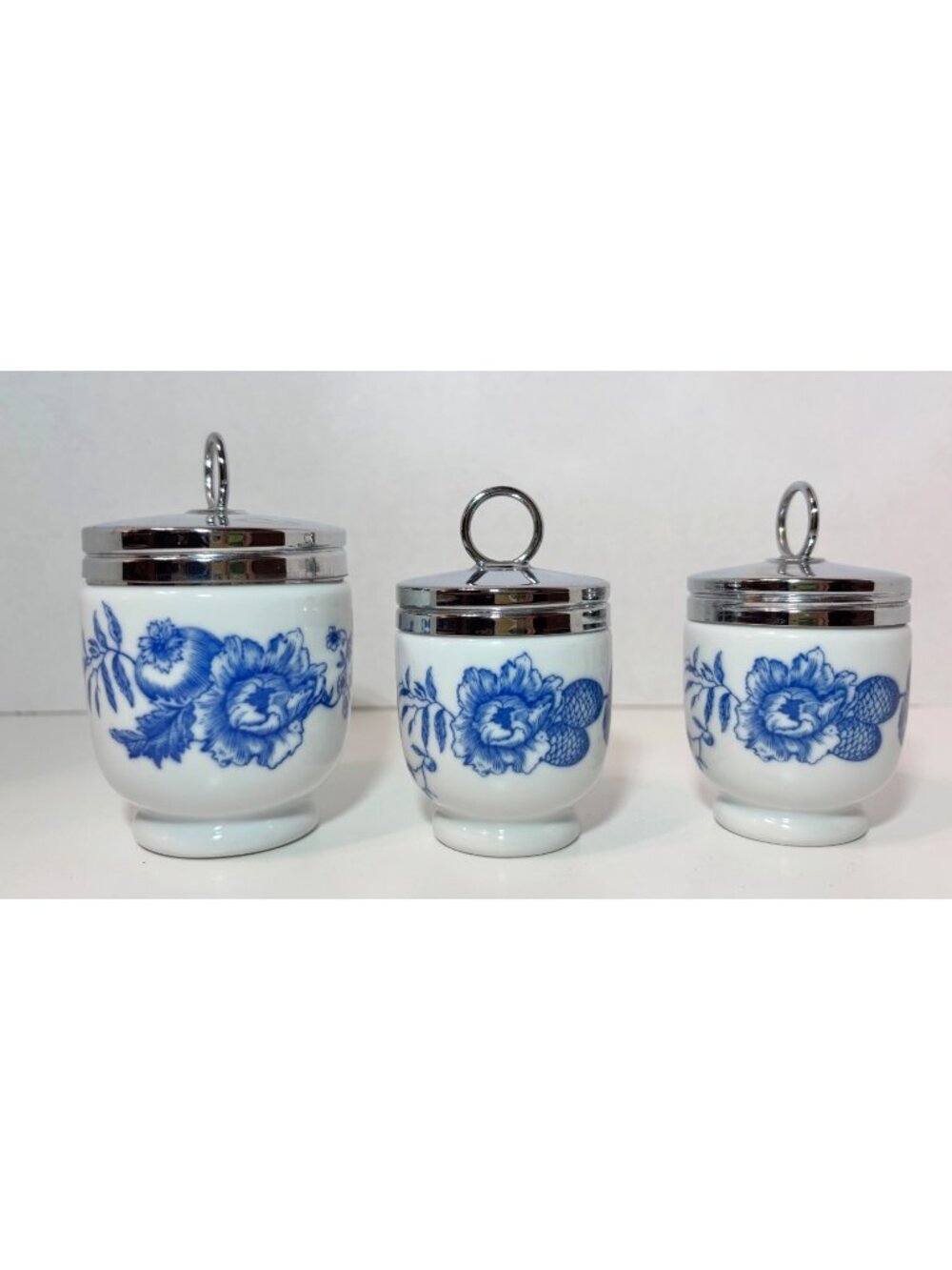 Vintage Royal Worcester Rhapsody Egg Coddlers Set of 3 England